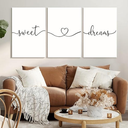 GUBIYU Sweet Dreams Wall Art Above Bed Decor for Master & Guest Room, Large & Small Rooms, Clean Girls Room Decor, Farmhouse Wall Art, 24"x36