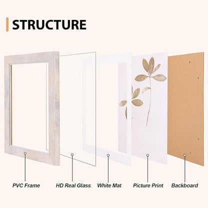 Fixwal 4x6 Picture Frame Set of 5, Vintage Photo Frame, Rustic Retro Picture Frame with Tempered Glass, Decorative Art on Walls and Tabletop Placement