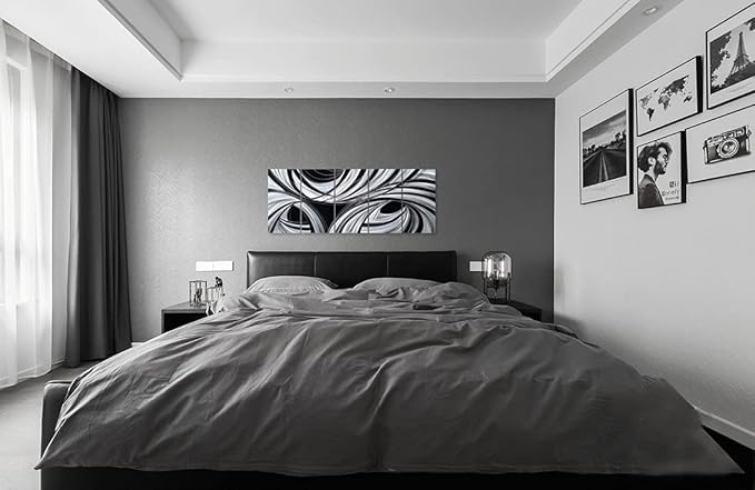 Yihui Arts Black and White Metal Art Wall Decor Hand Crafted Abstract Aluminum Artwork Modern Wall Sculpture Home Accent for Living Room Bedroom Dinning Decor