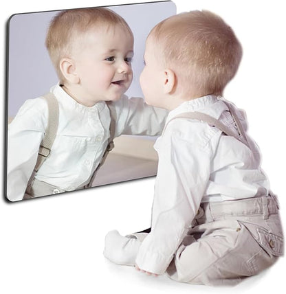 quegau Kids Safety Shatterproof Mirror for Wall, Plastic Mirror Wall Mounted, Made of Unbreakable Acrylic Non-Glass, Thick 1/8",1Pcs 8"x8", Great for Bedroom Door Closet, Kids' Rooms Mirrors