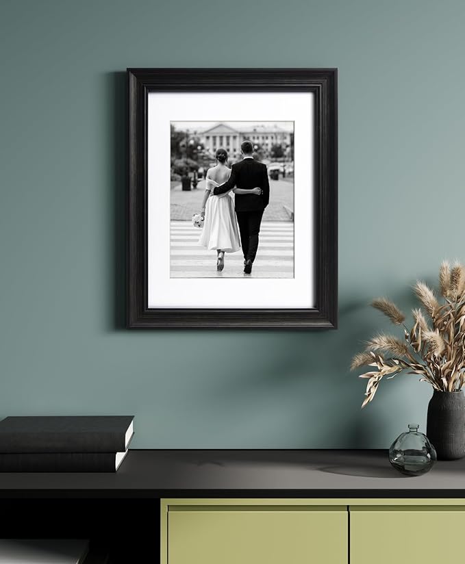 Yaetm 11x14 Picture Frame with Mat for 8x10 Set of 4, 1.4" Wide Molding & Distressed Black Photo Frames 11 x 14 with Tempered Glass for Wall Gallery, Home and Office, Wall Mount (4 pack, Black)