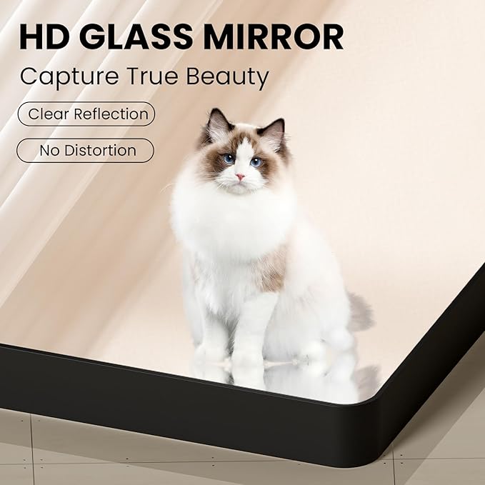 JISOSO Black Bathroom Mirror Wall Mounted Vanity Mirror with Rounded Corner Metal Framed, Tempered Glass, Anti-Rust(Horizontal/Vertical), 22 x 30 Inch