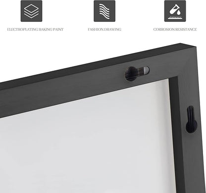 NeuType Full Length Mirror, 64"x22" With Stand Wall Mounted or Floor Standing, Large Dressing Mirror for Hanging or Leaning Against Wall, Aluminum Alloy Thin Frame (Black)