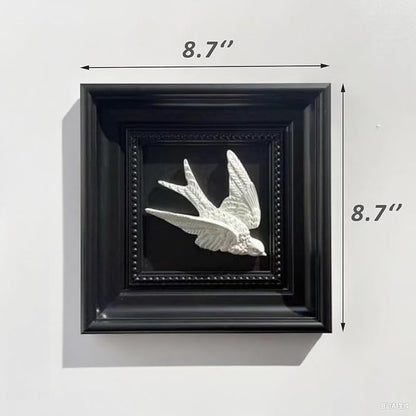 Bergamot 3D Plaster Swallow Wall Art Decor in Elegant Black Frame – 8.67" x 8.67" Bird Wall Sculpture, Timeless Home Accent for Living Room, Bedroom & Office