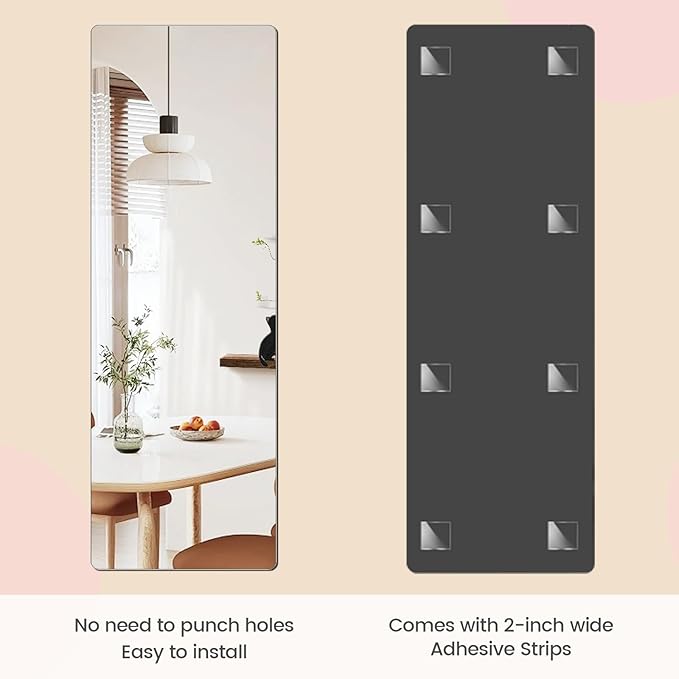 iCAGY Acrylic Self Adhesive Mirror Sheet for Wall, Plastic Non Glass Sticky Kid Safety Mirror Tiles for Wall Rectangle 16x47 inch 2 Pcs