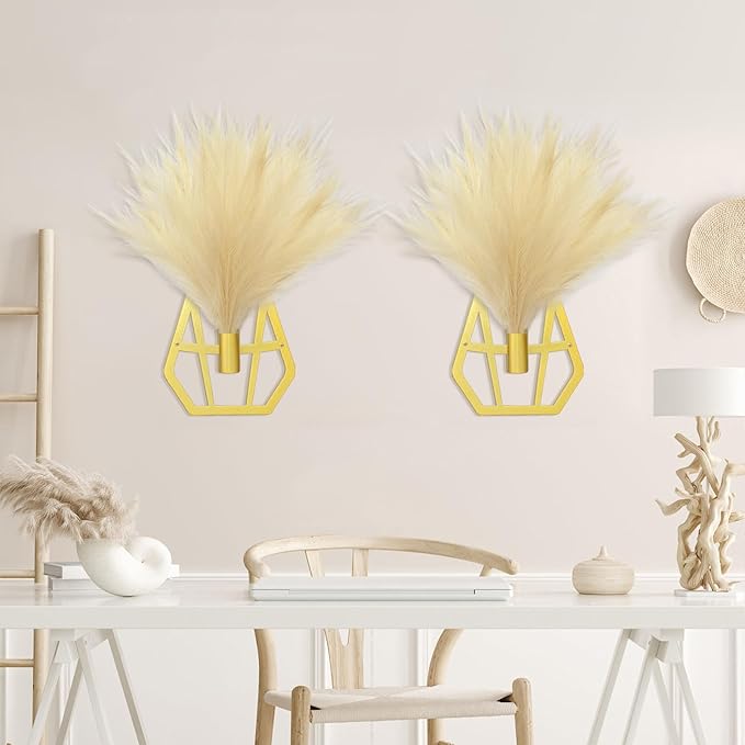 OYEFLY Boho Metal Wall Decor,Hanging Artificial Pampas Display (style 1)