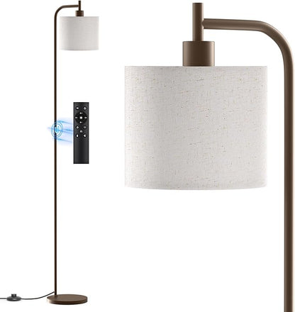 SIBRILLE Floor Lamp with Linen Shade, Dimmable Tall Standing Lamp with Remote Control & 3 Color Temperatures, Modern Corner Floor Lamps for Living Room Bedroom Office, 9W LED Bulb Included
