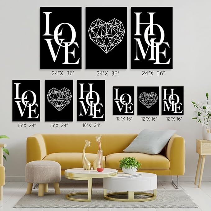 GUBIYU Love Home Wall Decor - Black and White Farmhouse Modern Home Decor - Family Love Sign, 24"x36"