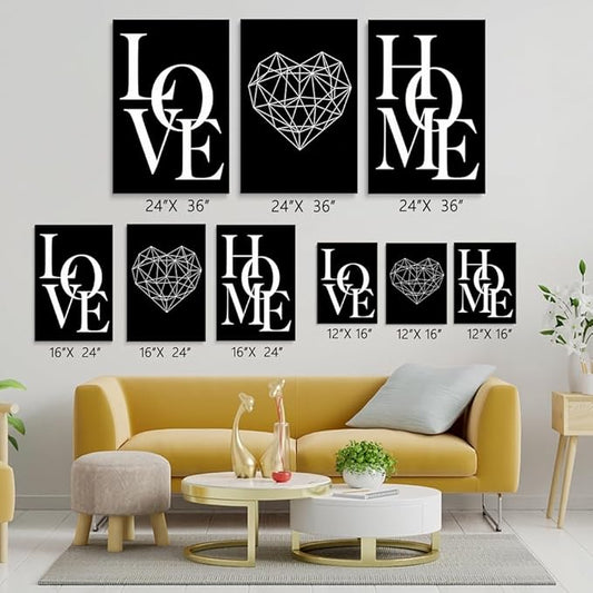 GUBIYU Love Home Wall Decor Black and White Farmhouse Modern Art - Family Sign for Entryway Hallway - Express Warmth 20"x28"