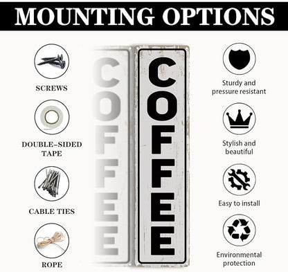 Coffee Wall Art, Retro Metal Tin Sign, Bakery Signs, Vintage Home Decor for Kitchen Bar, Coffee Corner Decoration Accessories, 15.8x4 Inches