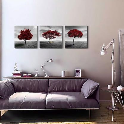 Canvas Wall Art for living room Bathroom wall decor-Panoramic black and white mangrove- 16" x 16" 3 Pieces Framed Canvas Prints Watercolor Modern scenery Office bedroom Home kitchen Decor picture