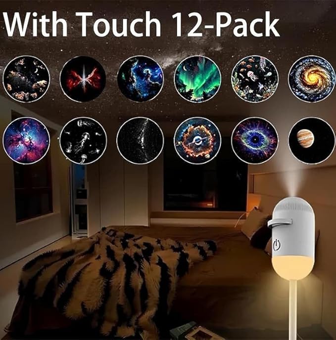 2-in-1 Galaxy Projector Night Light, USB Portable Starry Sky Night Light Projector for Bedroom, Mini LED Nightlight Wall Lamp for Kids & Adults, Dreamy Ceiling Decor (3 Projection Films)