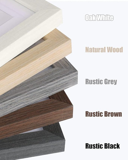 Egofine 8x8 Picture Frames Made of Solid Wood with Plexiglass, Display Pictures 4x4/6x6 with Mat or 8x8 Without Mat Set of 4 for Tabletop and Wall Mounting, Oak Wood