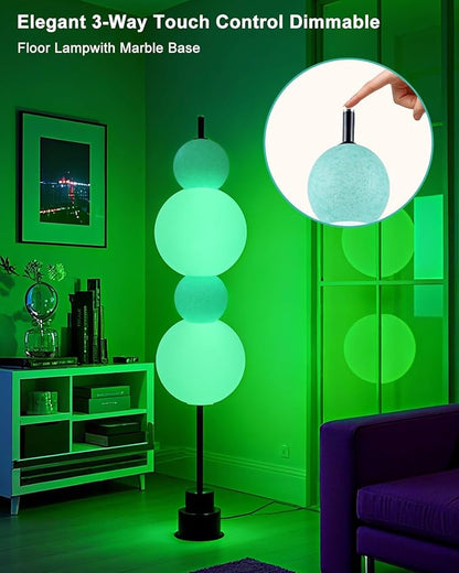 Lightdot RGB& 3000K Floor Lamp with Touch Control, Dimmable Colors Temperature, Globe Modern Floor Lamp with Smart Bulb Included, Blue Standing Lamps for Living Room/Sofa Beside/Corner Decor