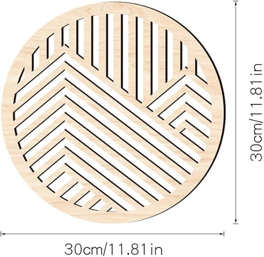 Geometric Wood Wall Art Decor, Modern Vintage Mountain Wall Sculptures Hanging Abstract Panels Decor, 3D Round Hollow Wooden Craft Art Boho Wall Decoration, for Home Office Living Room Bedroom (Beige)