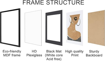 ELSKER&HOME 20x20 Picture Frame Black Set of 3, 20x20 Frames without Mat or 16x16 with Mat 3 Pack, Photo Frame Wall Mounting