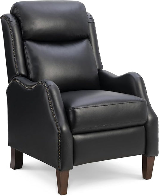 KISLOT Leather Pushback Recliner Faux Armchair with Rivet Decoration Single Sofa Accent Chair for Living Room Bedroom
