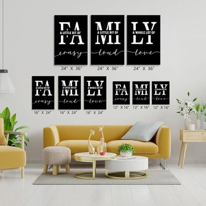 GUBIYU Home Wall Art for Living Room & Dining Room - Inspirational Quotes Poster 'A Little Bit of Crazy' Print, Family Quotes, Black 20"x28"