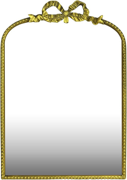 Antique Baroque Vintage Vanity Mirror Inch, Gold with Ornate Antique Frame, Arched Vintage Wall Mirror for Living Room, Fireplace, Entryway (Golden (Arched 2), 22" L x 15" W)
