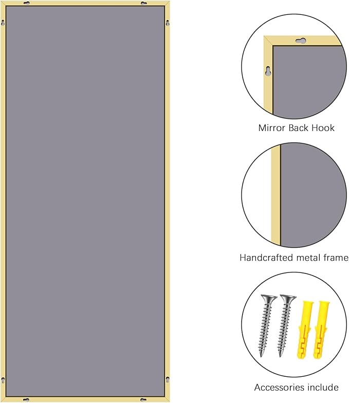 COFENY 36x72inch Bathroom Mirror, Gold Rectangle Mirror with Thin Metal Frame, Large Rectangular Wall Mirrors for Bathroom, Living Roomm, Hair Salon, Big Farmehouse Mirror Hang Horizontal/Vertical