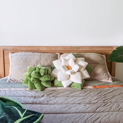 Green Philosophy Co. Succulent® Pillow 16" – Soft 3D Decorative Flower Throw Pillow, Unique Olive Green Plush Flower Cushion, Perfect for Couch, Sofa, Bedroom Decor, Gift for Plant Lovers