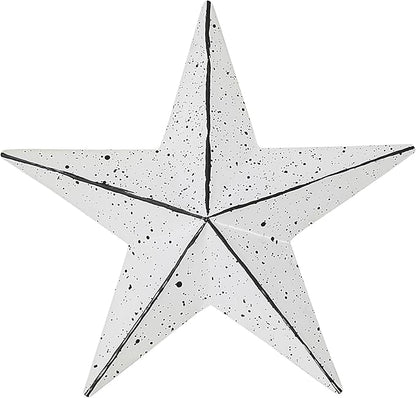 VHC Brands Patriotic Faceted Metal Star Wall Hanging 4x4, Independence Day Decor, American Star Design, Distressed Appearance Matte White