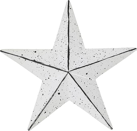 VHC Brands Patriotic Faceted Metal Star Wall Hanging 4x4, Independence Day Decor, American Star Design, Distressed Appearance Matte White