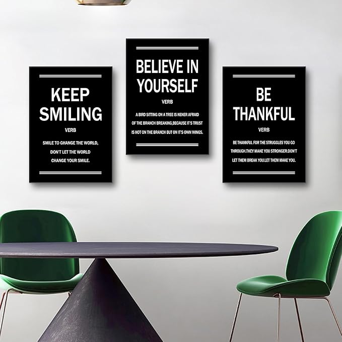 PJQART Modern Motivational Canvas Wall Art Positive Affirmation Quotes 3 Piece Picture Print Inspirational Poster Painting Wall Decor Artwork for Home Teens Room Office Ready to Hang [60''W x 28''H]