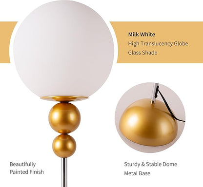 DEC LUCE DECOLUCE LIGHTING Modern Floor Lamps for Living Room, Globe Glass Shade Floor lamp for Bedroom, LED Standing lamp for Office, Corner