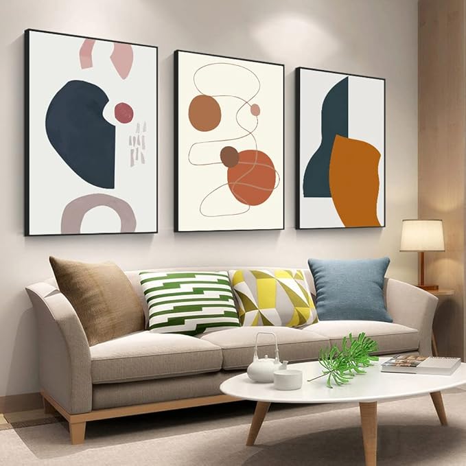 Framed Wall art Canvas Wall art Colorful Abstract Gradient Color Block Decor Geometric Pattern Illustration Modern Style For Living room Bedroom Home Office Wall Decor Size:16" X 24"X 3 panel