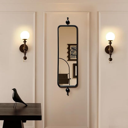 Black Long Mirror for Skinny Entryway Living Room badroom,Full Lenth Thin Retangle Mirror with Round Corner 9" X 36‘