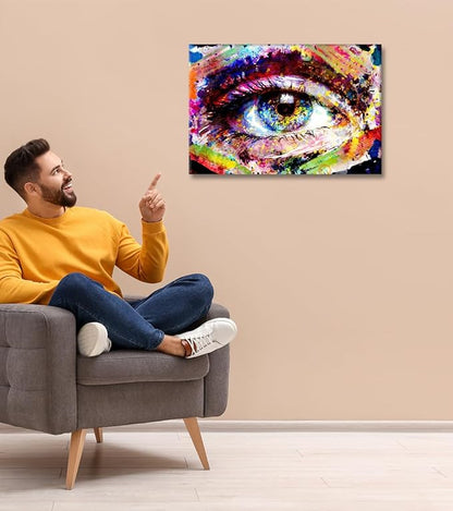 Yatsen Bridge Street Graffiti Pop Wall Art Eye Graffiti Poster Colorful Eye Street Art Modern Home Decor for Living Room Bedroom Office Ready to Hang 12x16 inch
