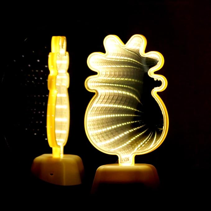 Infinite Mirror Tunnel Light, LED 3D Pineapple Sign Night Light for Party Home Decor and Children's Room (Double Sided)