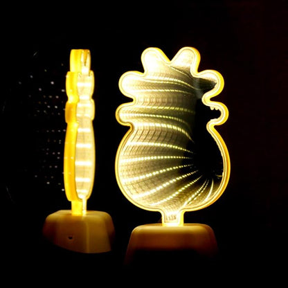 Infinite Mirror Tunnel Light, LED 3D Pineapple Sign Night Light for Party Home Decor and Children's Room (Double Sided)