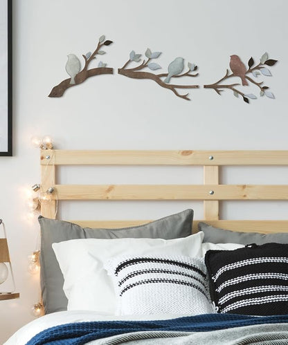 Putuo Decor Birds Branch Metal Wall Art Set Rustic Botanical Wall Decor Songbirds Leaves Neutral Nature Artwork for Living Room, Bedroom, Hallway, Entryway