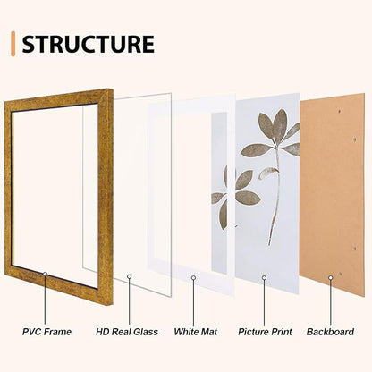Fixwal 8x10 Picture Frame Set of 5, Rustic Vintage Distressed Antique Bronze Look, Tempered Glass, Fits 6x8 with Mat or 8x10 Without, Farmhouse Frames for Wall or Tabletop Display