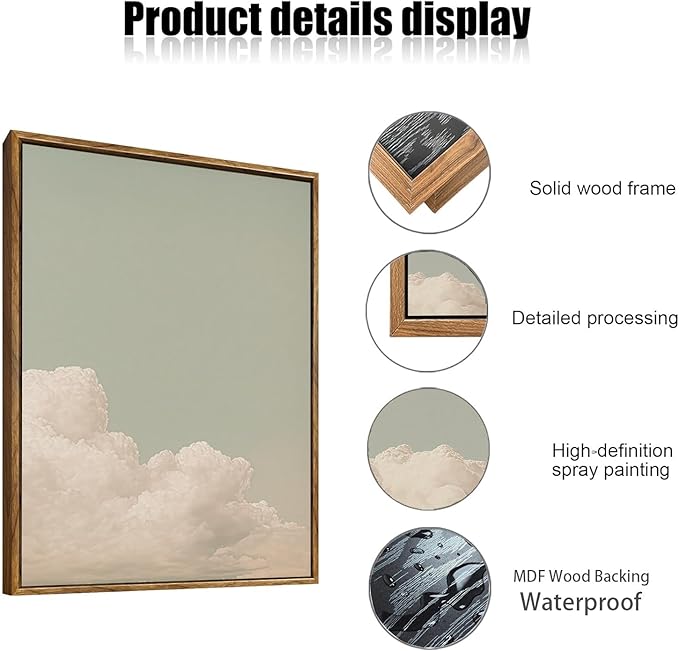 myusuar 3 Piece Large Modern Abstract Canvas Framed Wall Art For Living Room, Dearm Cloud Minimalist Wall Art Decor Posters Prints For Bedroom Office, 16x24in