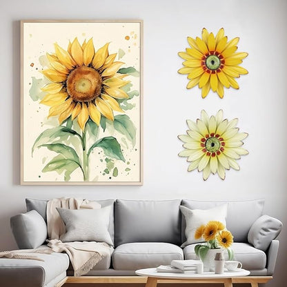 hogardeck 2 PCS 11" Metal Sunflower Wall Decor for Indoor Outdoor, Sunflower Kitchen Wall Decor Floral Metal Wall Art, Outdoor Decor for Bathroom, Living Room, Porch, Garden, Yard