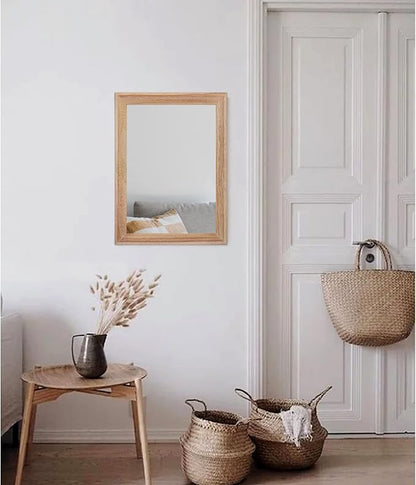 AAZZKANG Rustic Mirrors for Wall Rectangle Wooden Frame Hanging Mirror for Bedroom Bathroom Living Room Entryway Small