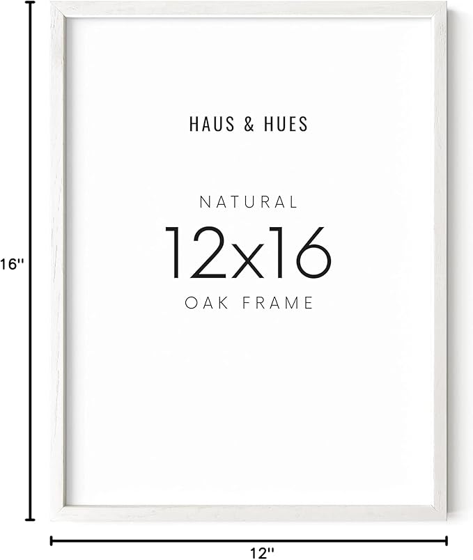 HAUS AND HUES White Oak Wood 12x16 Picture Frame - Clean Modern Frame for Art Prints and Photos (White Oak Frame)