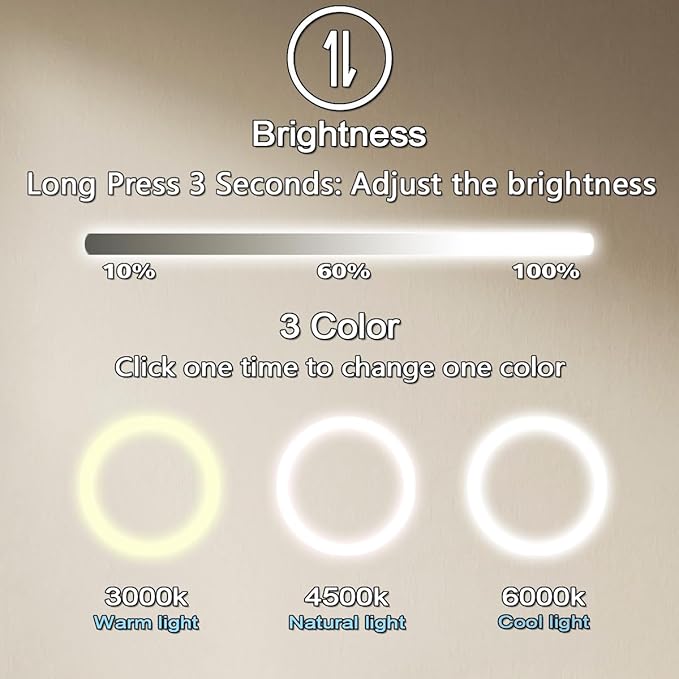 24 Inch Gold Bathroom Round LED Mirror with Lights Gold Frame Round Lighted Mirror for Bathroom Wall Round Vanity Lighted Mirrors 3 Color Dimmable Anti Fog Bathroom Circle Light up Smart Mirror