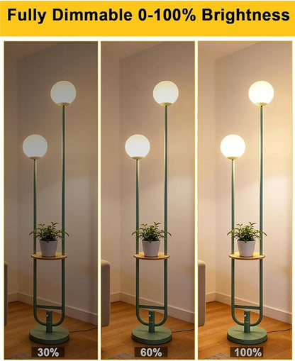 Lightdot 63IN Green Floor Lamp 2 Globe Mid Century Standing Lamps with Bulbs Included Unique Vintage Dimmable Tall Floor Lamp with 5Lbs Heavy Base for Living Room/Wedding/Sofa Beside/Corner Decor