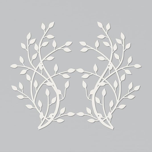 Meltset Metal Tree Leaf Wall Decor, Vine Olive Leaf Branch Wall Art,Wrought Iron Artwork, Decorative Wall Sculptures Above The Bed, Living Room, Indoor and Outdoor (S/White)