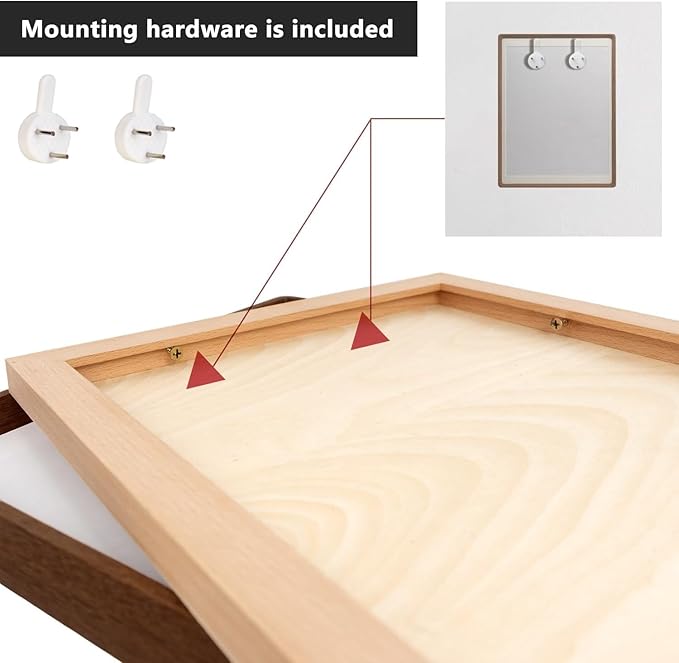 FLECHAZO Solid Walnut 12x16 Frame, Natural Wood 12x16 Picture Frame with Mat for 10x14 Photos, Gallery Wall Poster Frame for Tabletop and Wall Mounting Display