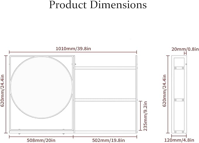 Black Metal Framed Bathroom Mirror with Shelf, 40" X 24.4" Rectangular Wall Mounted Bathroom Vanity Mirror, Modern Bathroom Mirror with Storage for Over Sink, Entryway