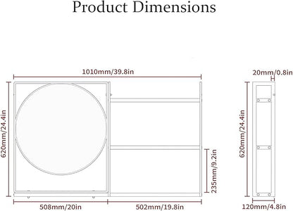 Black Metal Framed Bathroom Mirror with Shelf, 40" X 24.4" Rectangular Wall Mounted Bathroom Vanity Mirror, Modern Bathroom Mirror with Storage for Over Sink, Entryway