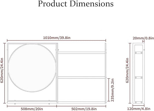 Black Metal Framed Bathroom Mirror with Shelf, 40" X 24.4" Rectangular Wall Mounted Bathroom Vanity Mirror, Modern Bathroom Mirror with Storage for Over Sink, Entryway