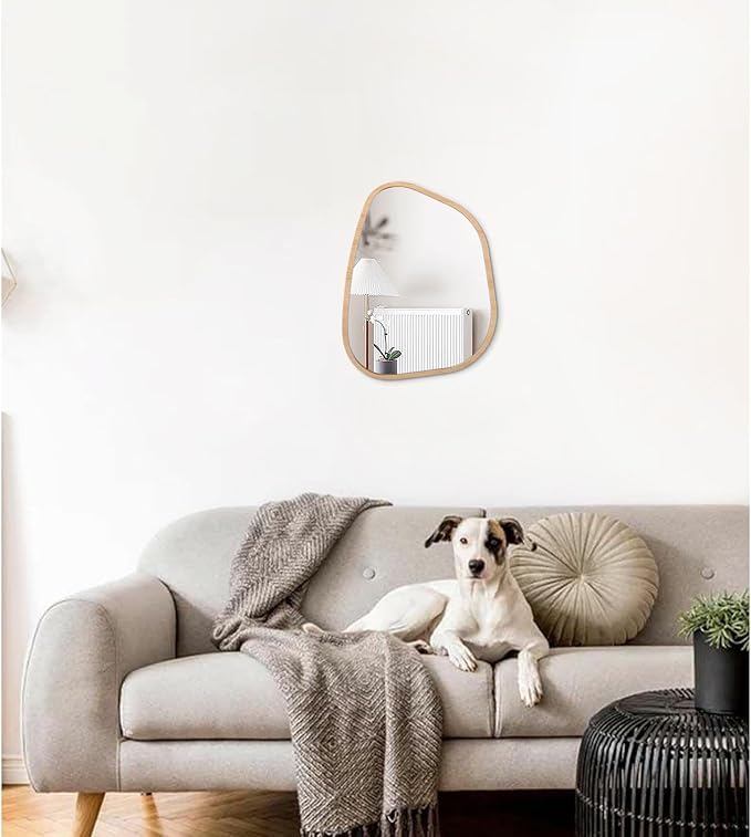 Asymmetrical Irregular Mirror Wall Mounted, Unique Vanity Mirror, Shaped Dressing Boho Mirror Decorative for Living Room, Bathroom, Bedroom, Entryway Wall Decor 14'' x 10''