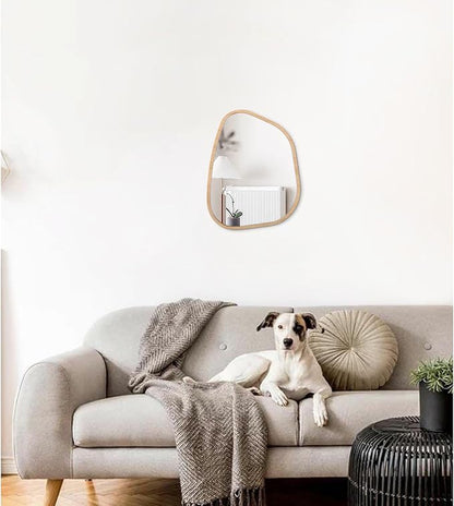 Asymmetrical Irregular Mirror Wall Mounted, Unique Vanity Mirror, Shaped Dressing Boho Mirror Decorative for Living Room, Bathroom, Bedroom, Entryway Wall Decor 14'' x 10''