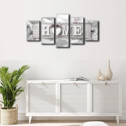 AWLXPHY Decor Home Decoration Wall Art Canvas for Living Room Framed Painting Pink and Grey 5 Panels Modern Abstract Love Art Stretched Artwork 3D Giclee Kitchen Decor(Grey, W40 x H20)